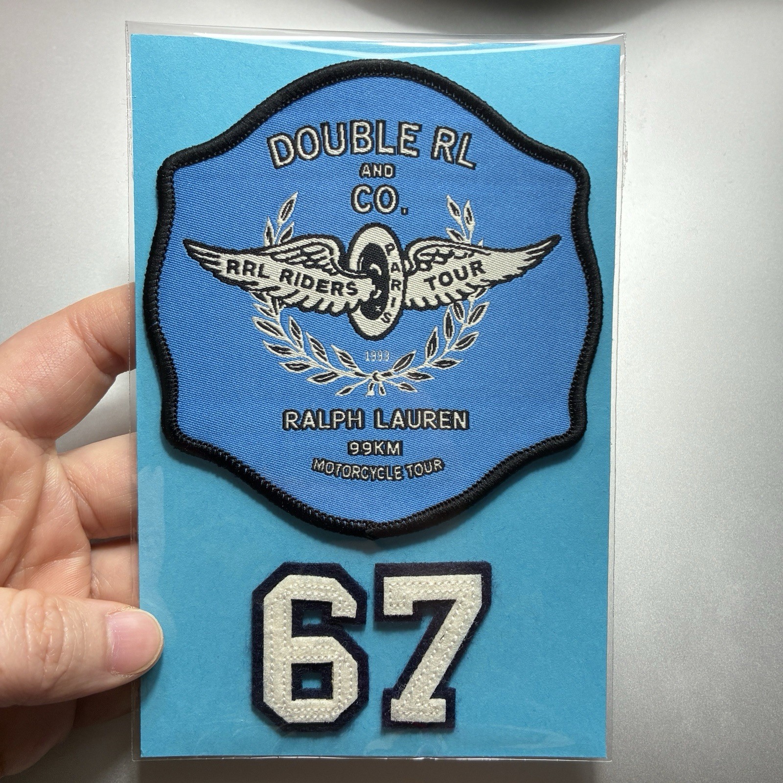 Patch Lot of 2 Double RL RRL Ralph Lauren 99km Motorcycle Riders Tour Number 67