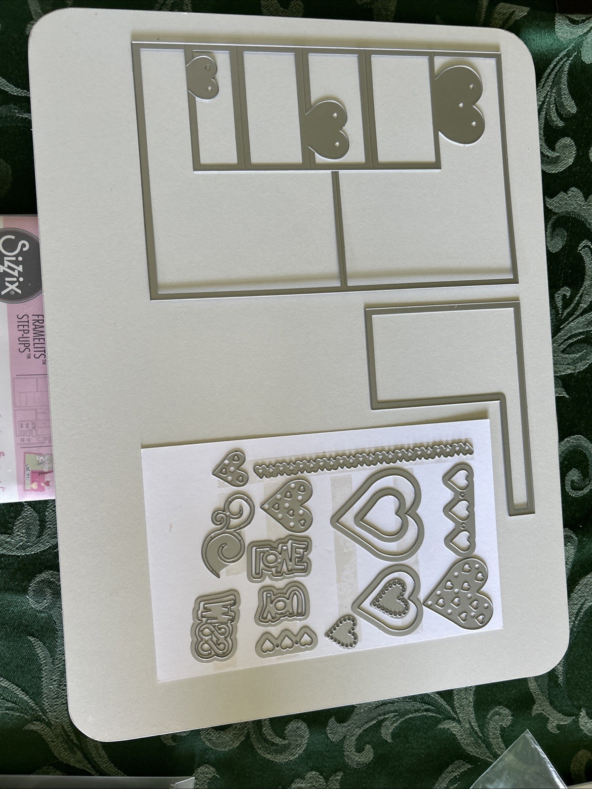 Lot Of 3 Sizzix Thinlits Fold A Long Framelits Step Ups Hearts Cactus Cards