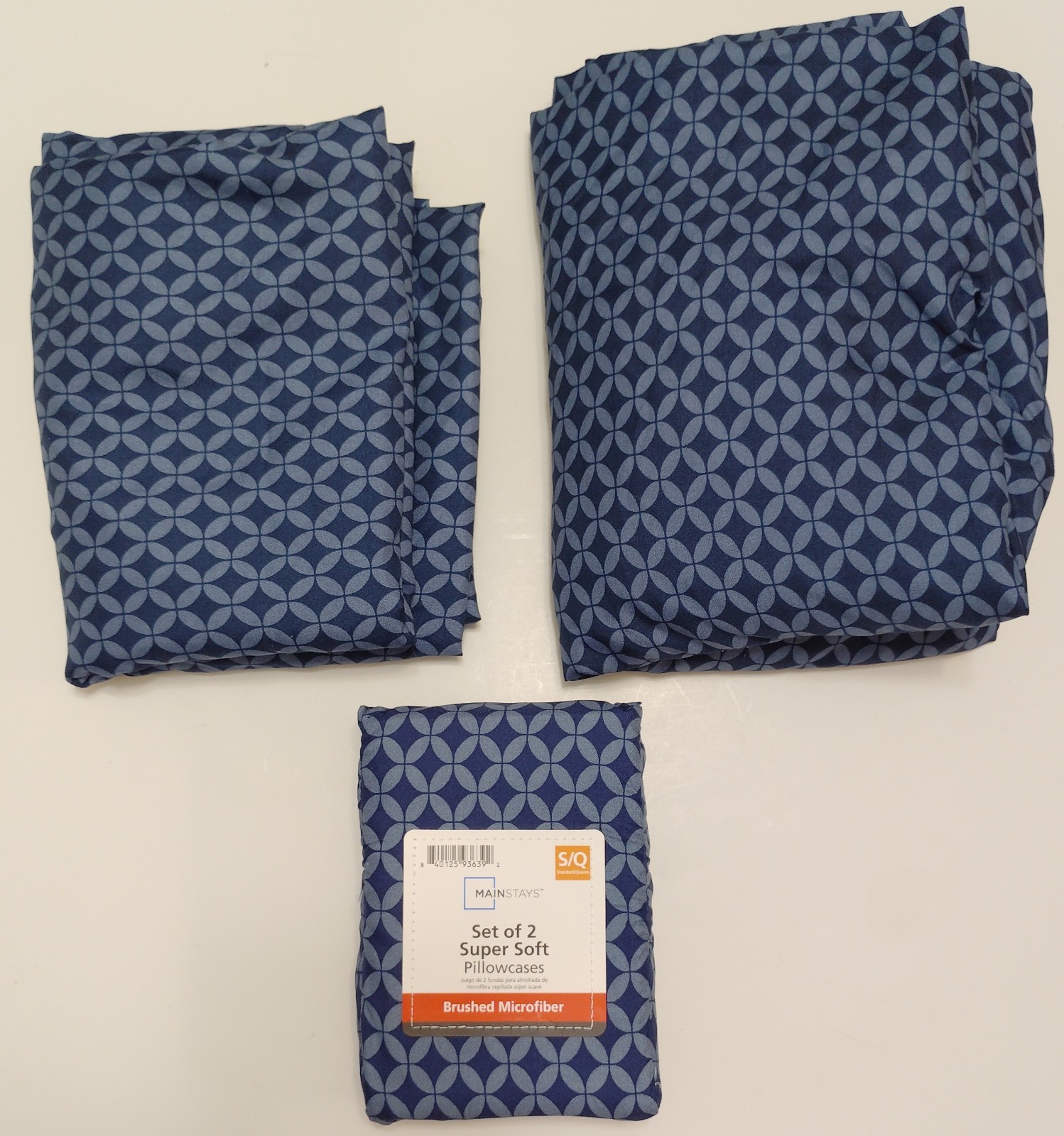 4 Pc Mainstays Twin/TXL Sheet Set Fitted Pillowcases Geometric Microsoft New