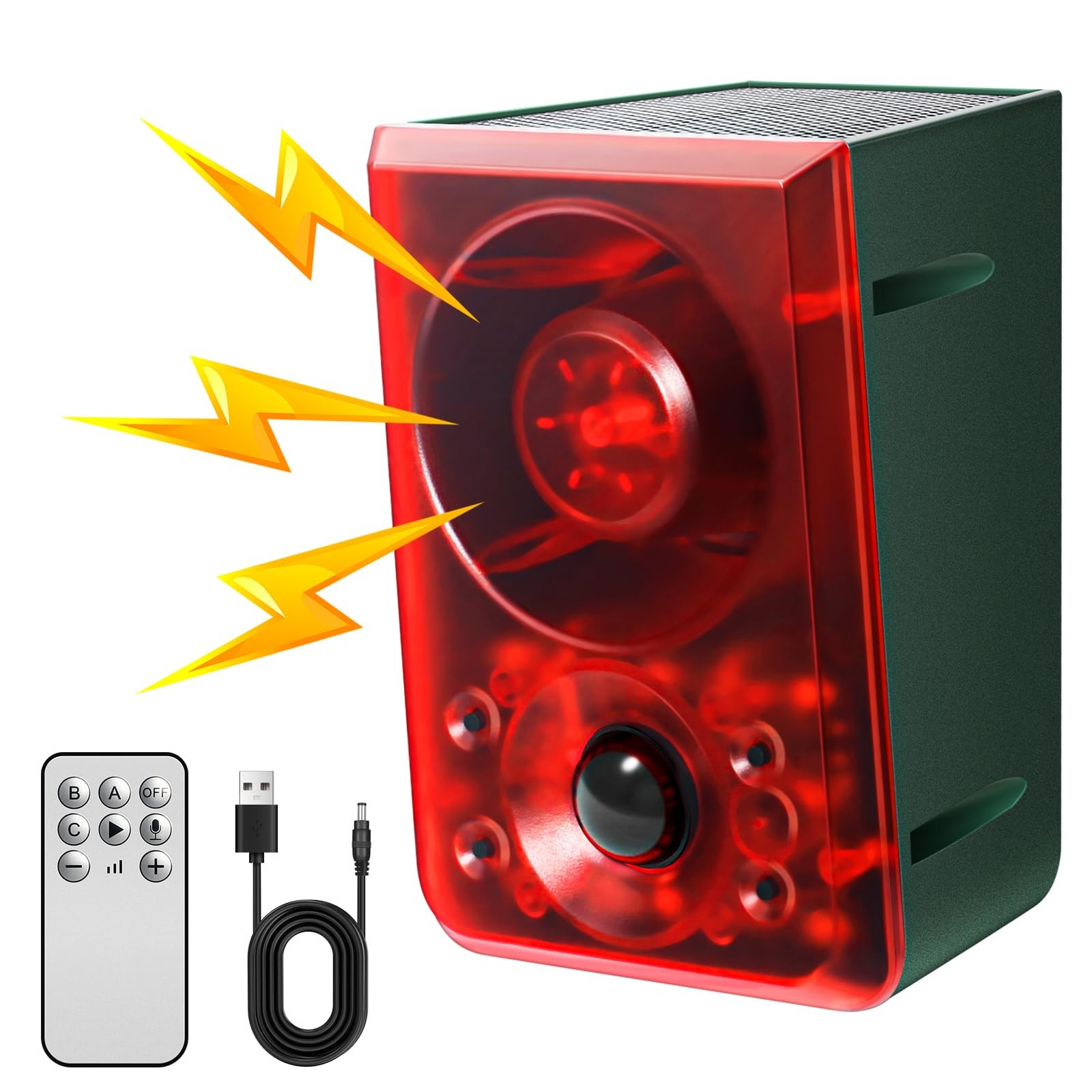 OUDAER Solar Outdoor Motion Sensor Alarm - Dog Barking & Gunshot Sound, Suppo...