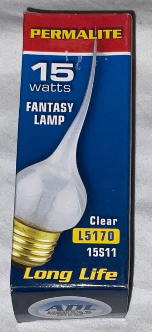 PERMALITE FANTASY LAMP L5170 15W LONG LIFE POINTED RUBBER END 15S11 LIGHT BULB