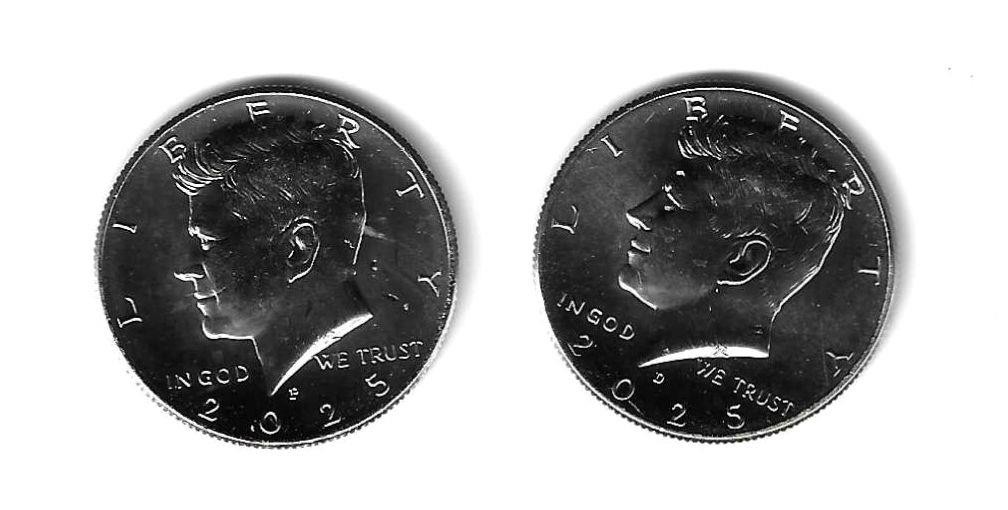 2025 P&D KENNEDY HALF DOLLARS - UNC. FROM U.S.MINT ROLLS - QUALITY COINS