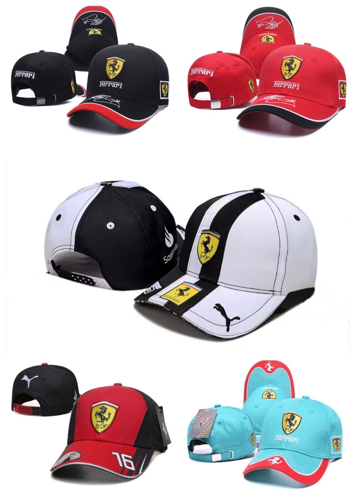 Ferrari Embroidered logo hat tradition Baseball cap Golf hat Adjustable