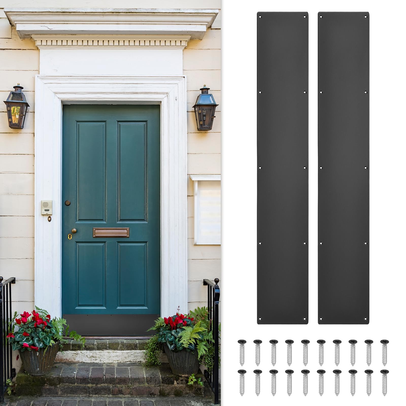 uxcell 2pcs Door Kick Plate, 6 x 36 Inches Aluminum 6 x 36 Inch, Black