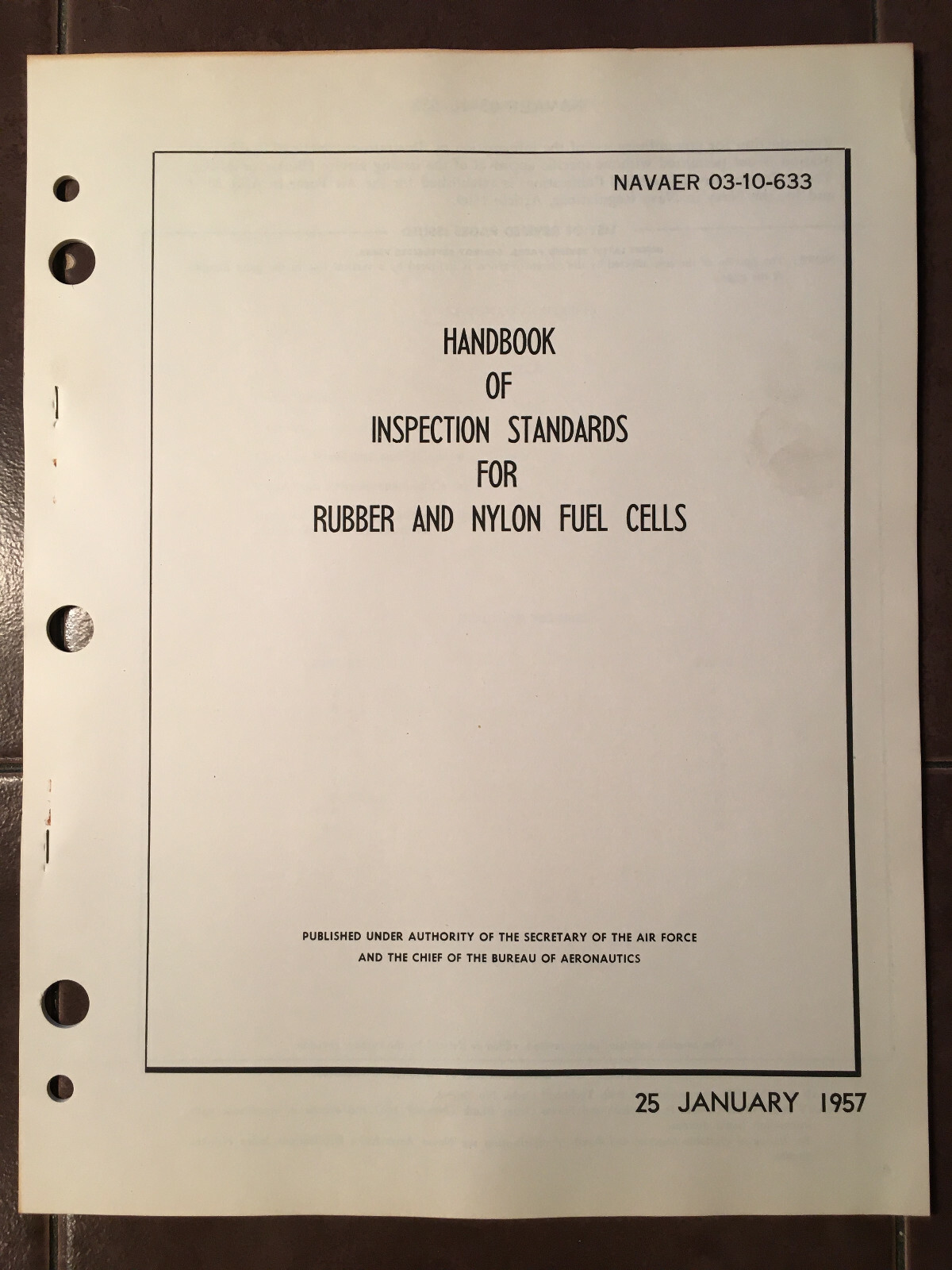 Navaer Inspection Standards for Rubber & Nylon Fuel Cells Handbook