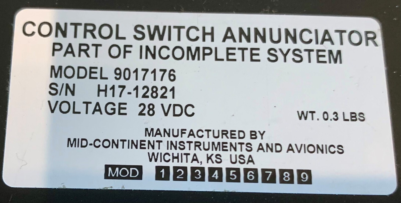 Control Switch Annunciator 9017176 Removed Working