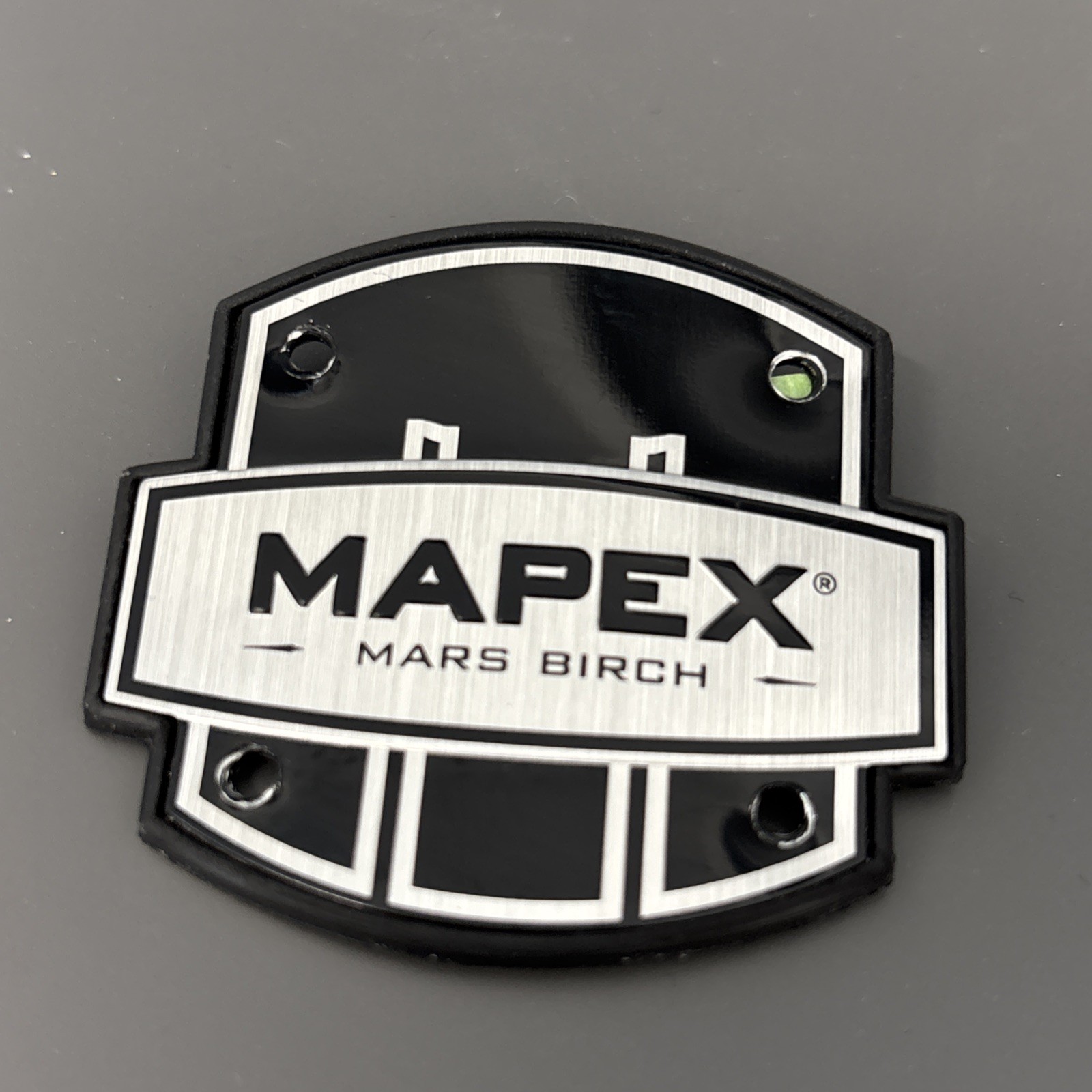 MAPEX MARS BIRCH Series Metal Drum Badge complete with fixing screws (#130)