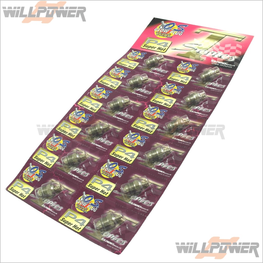 O.S. Glow Plug P4 Super Hot Turbo 12 pcs T-Series (RC-WillPower) OS
