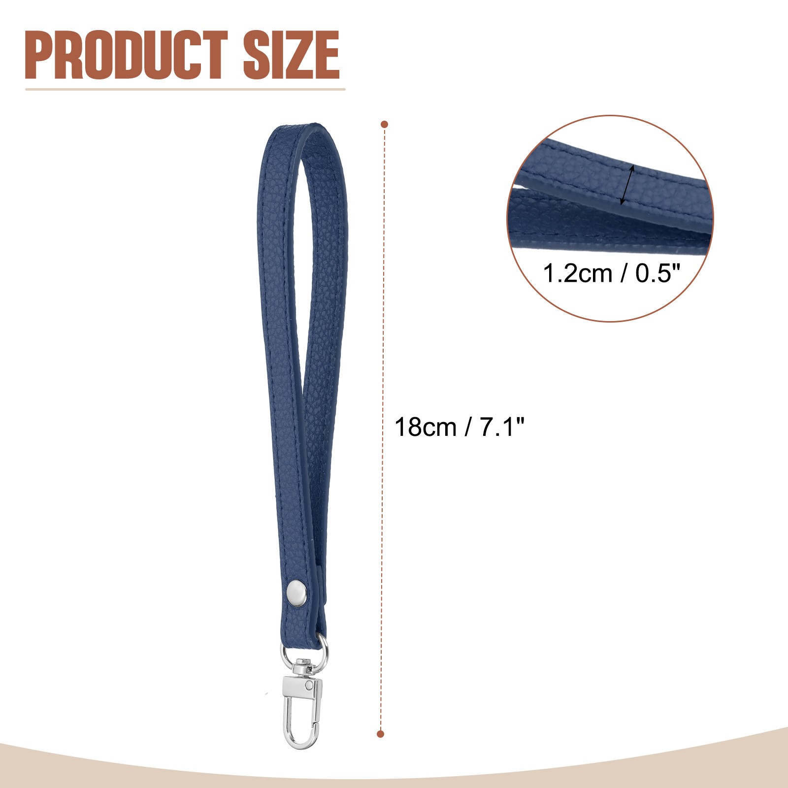 Leather Wristlet Strap, PU Leather Wristlet Keychain Strap Dark Blue