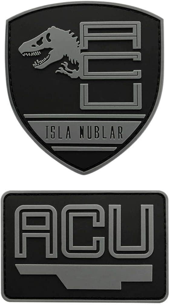 Isla Nublar Jurassic ACU Security Division Patch  -2PC PVC RUBBER - HOOK BACKING
