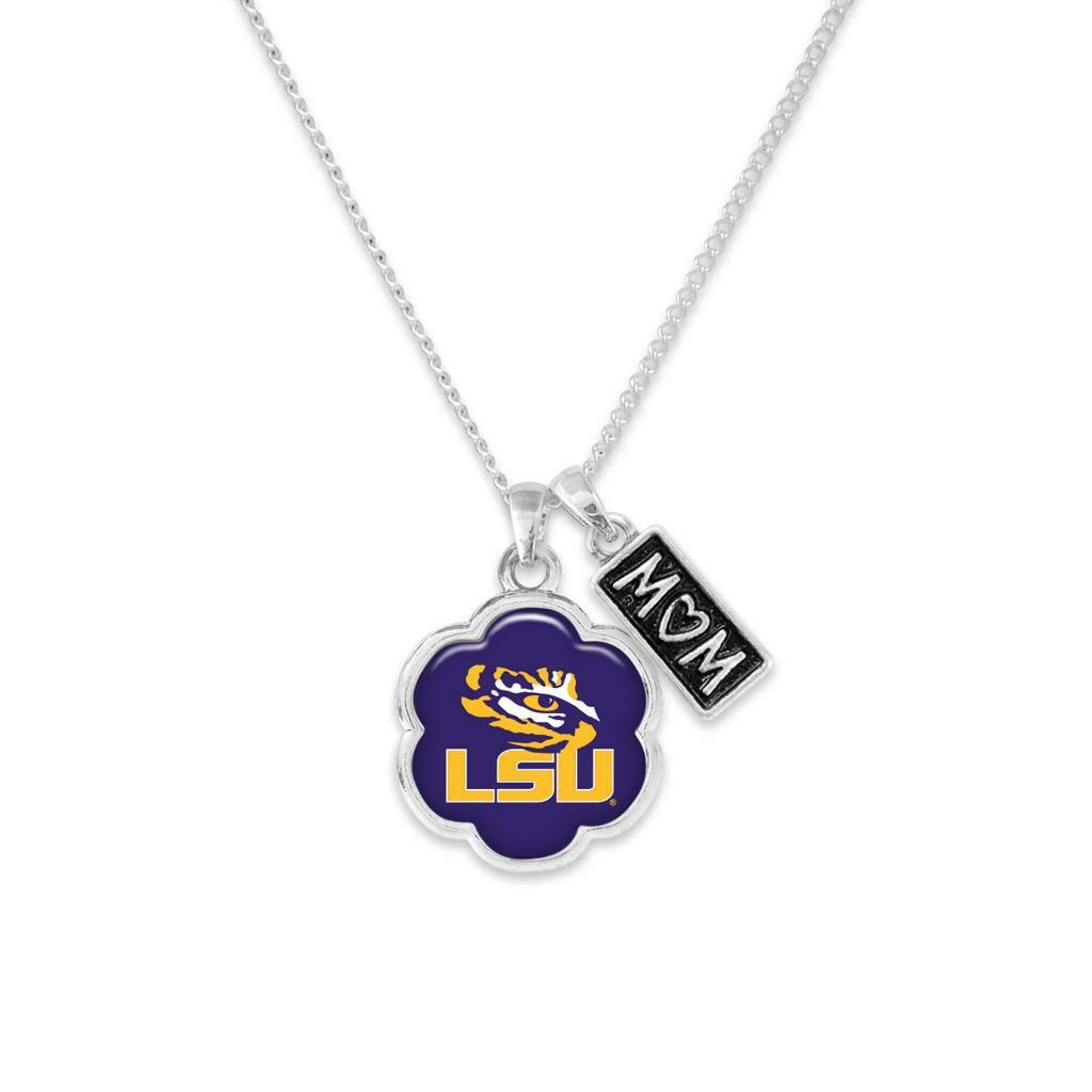 LSU Tigers Mom Hazel Purple Silver Chain Flower Necklace Jewelry Louisiana State