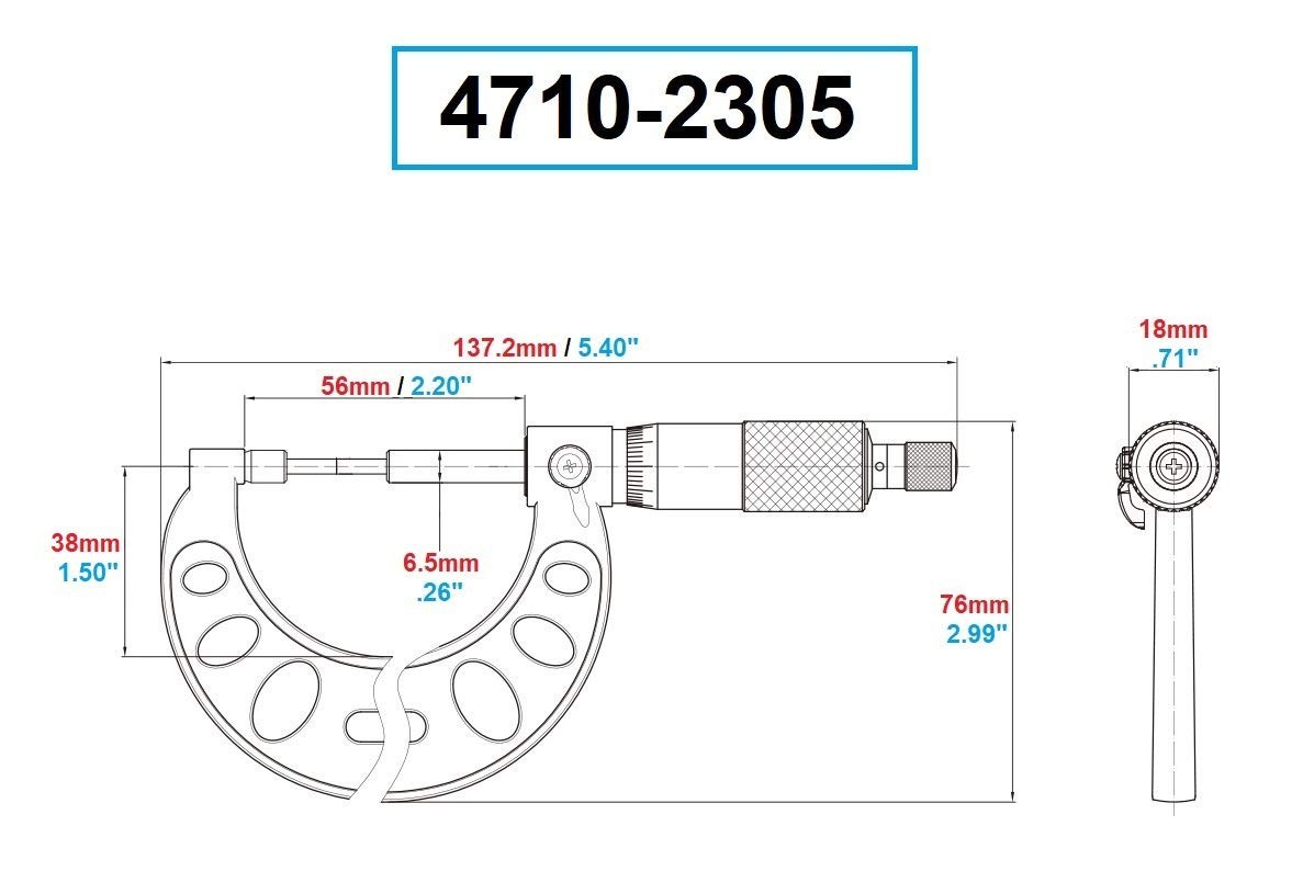 HHIP 4710-2305 0-1" Spline Micrometer