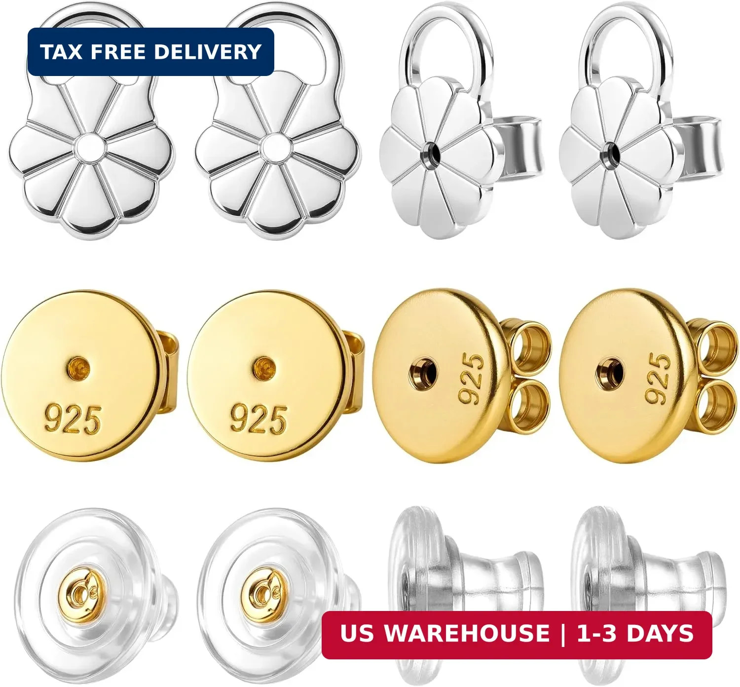 Earring Backs for Droopy Ears Heavy Earrings - Replacements Locking Ear Supports