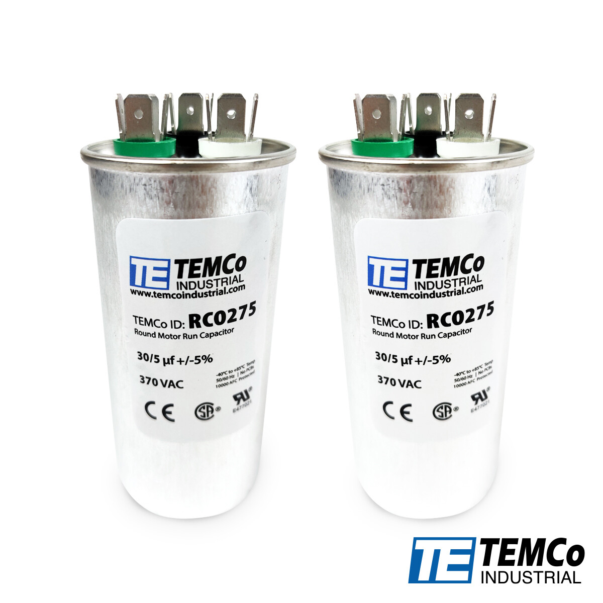 TEMCo 30+5 uf/MFD 370 VAC volts Round Run Capacitor 50/60 Hz -Lot-2
