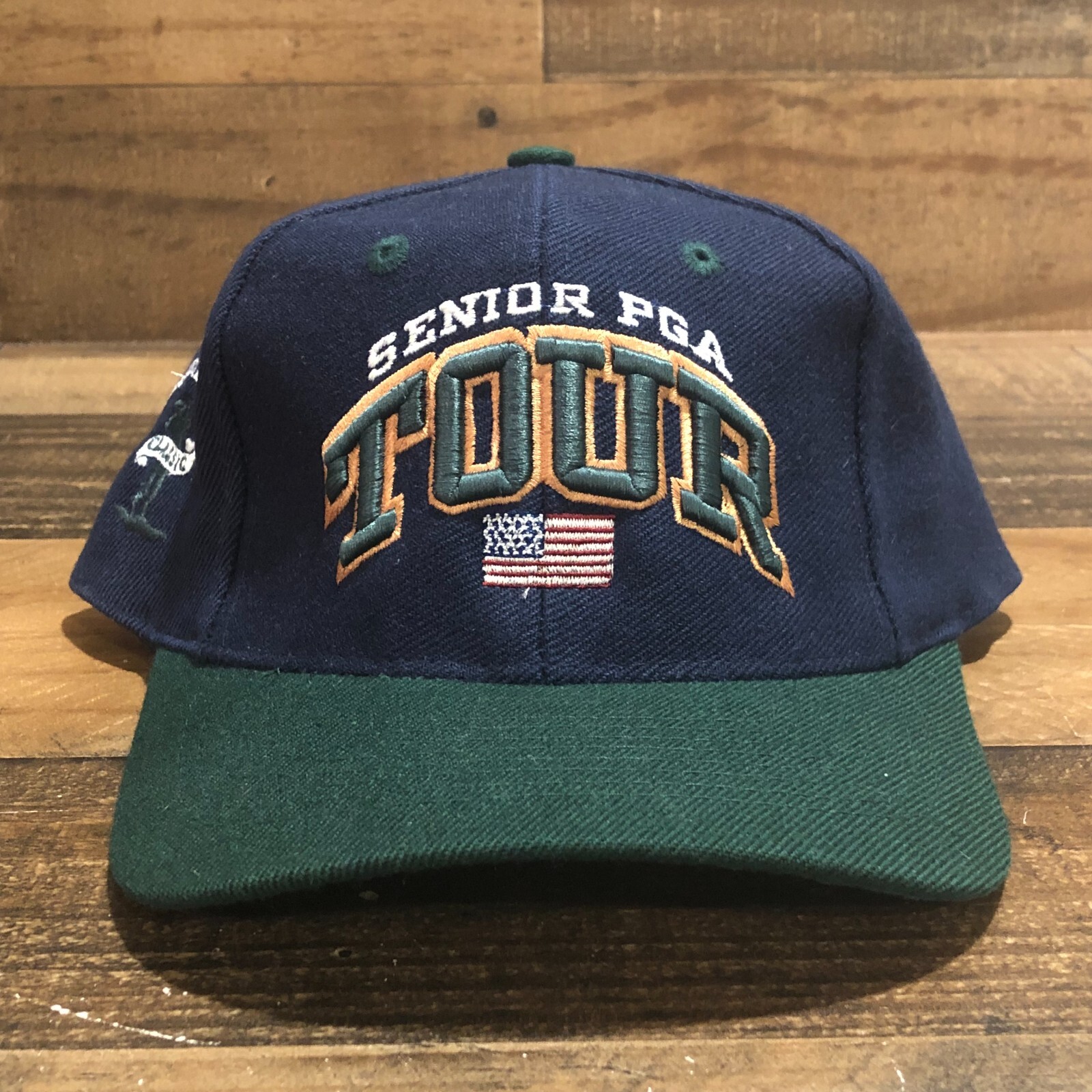 Senior PGA Tour Hat Cap Mens Fitted 7 3/4 Blue Green Golf Wool Blend Tour - READ