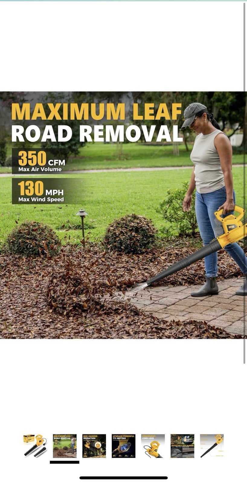 Electric Leaf Blower,7AMP Lawn Blower,130MPH Mini Leaf Blower Lightweight & Port