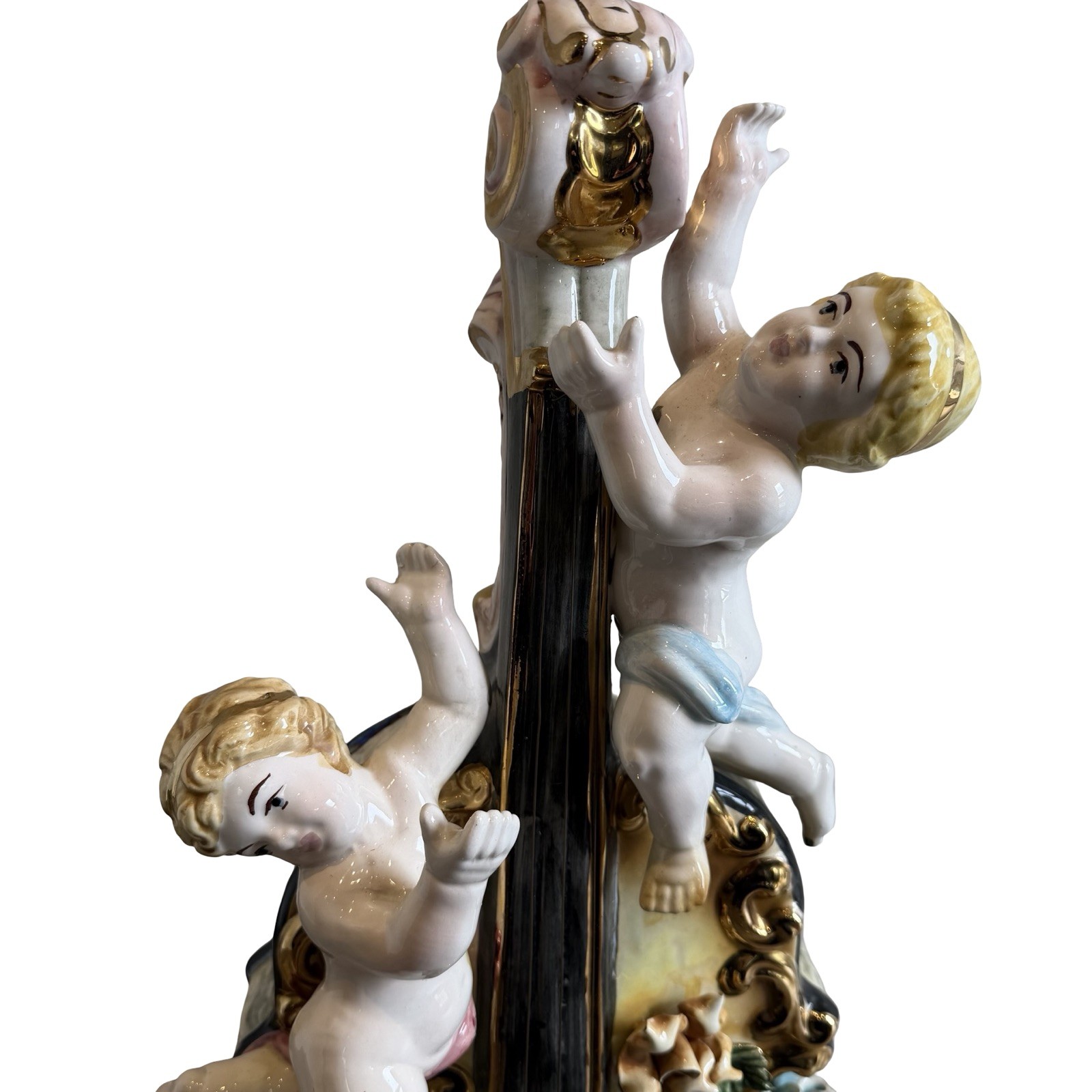 Large Capodimonte Cherub Table Lamp Italian Porcelain Figurine Decorative