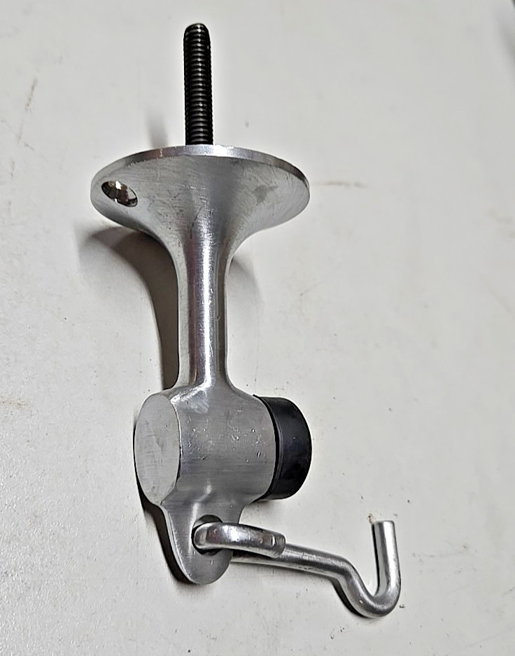 Hook-to-Hold Floor-Mount Door Stop Holder Polished SS HEAVY DUTY - COMMERCIAL 4"