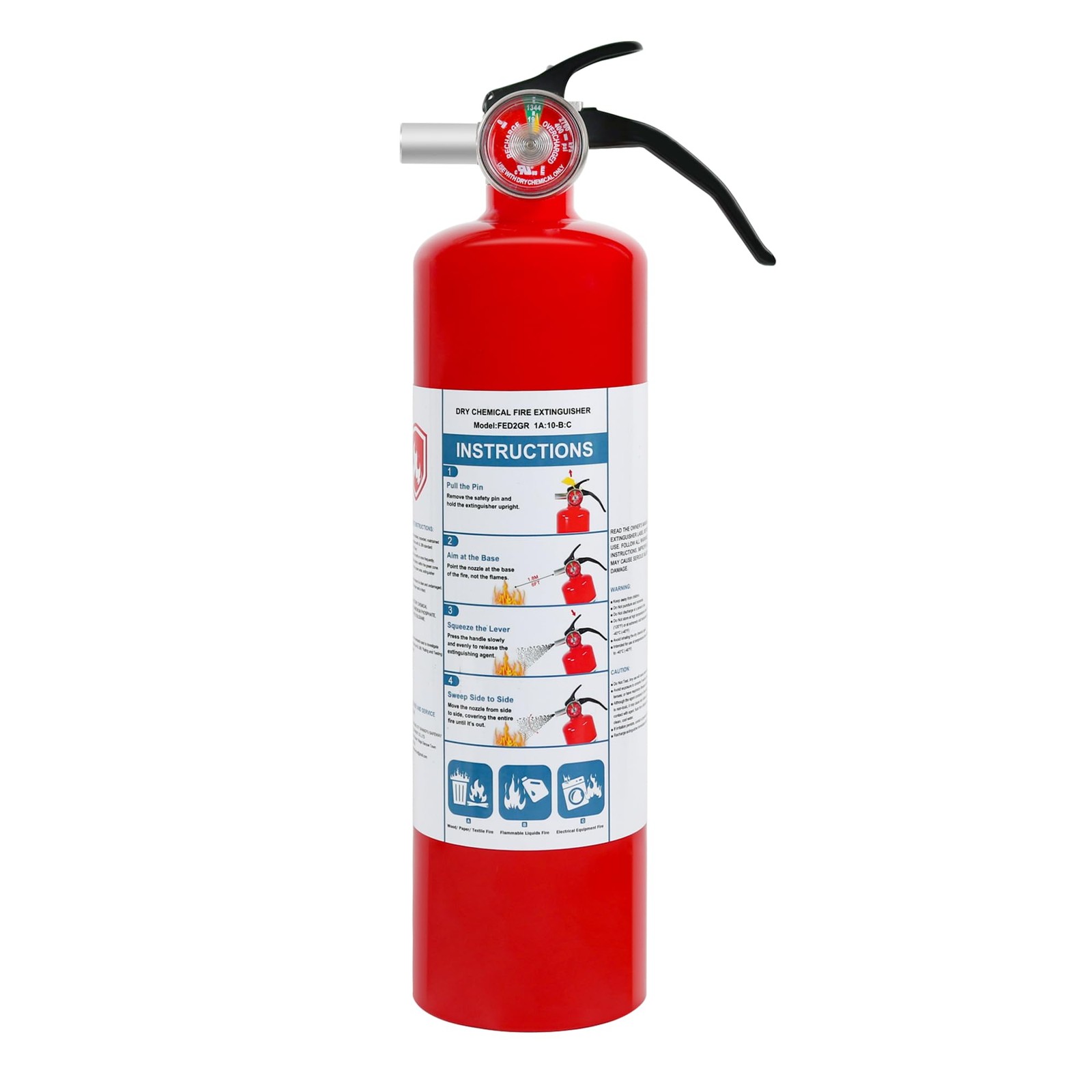 1 Pack ABC Dry Chemical Fire Extinguisher, 2.5 lb 1A:10B:C Rating for Home, C...