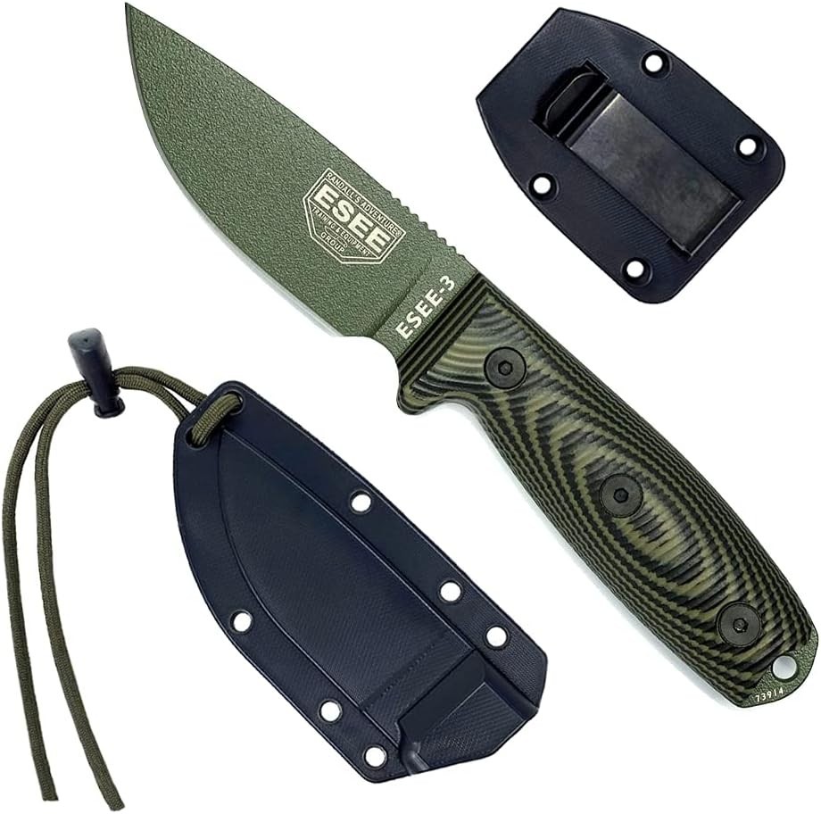 ESEE-3 Fixed Blade OD Green 1095 Blade 3D OD Green/Black G10 Handle