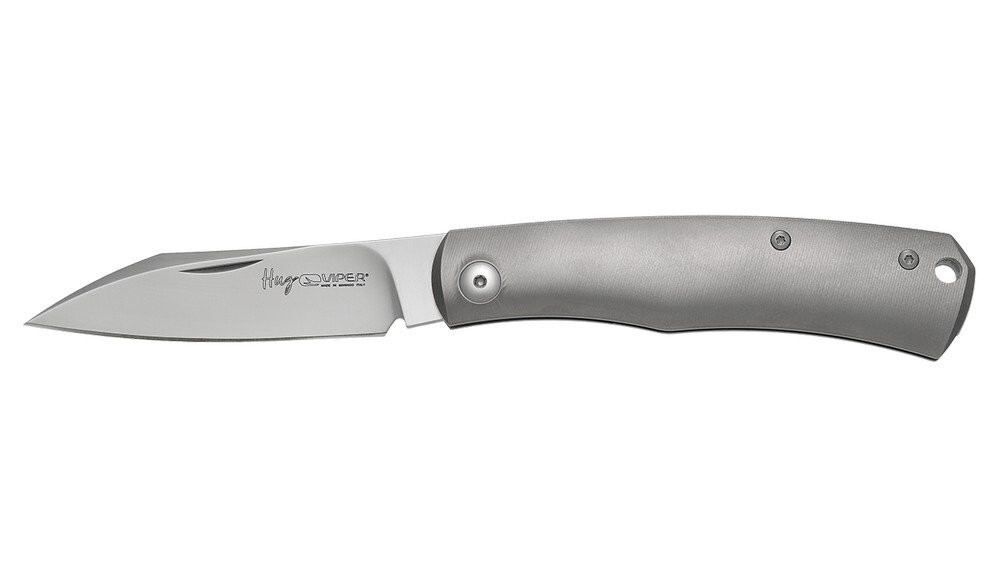 Viper Hug Slip Joint Gray Titanium Folding Bohler M390 Pocket Knife - V5990TI