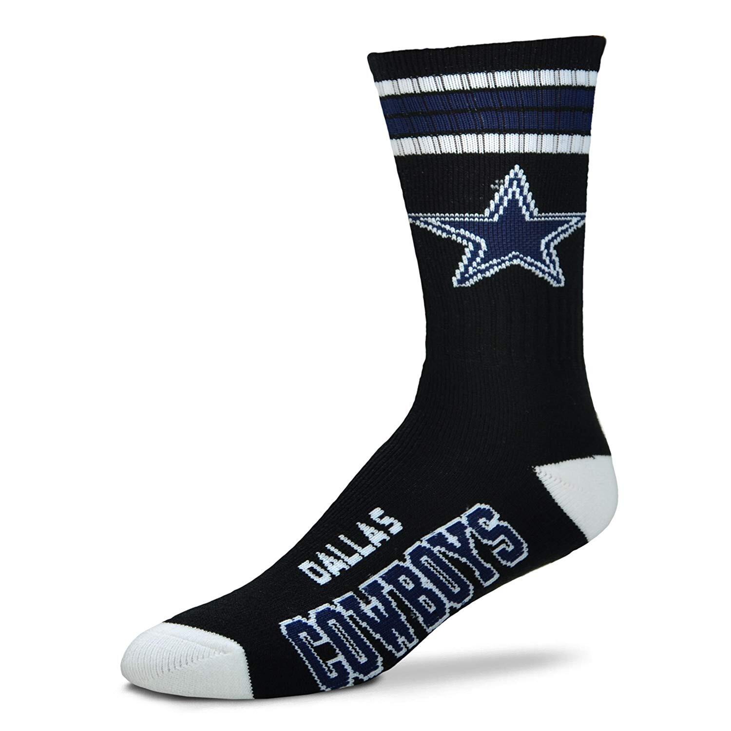 Dallas Cowboys Deuce Black Crew Socks, Medium (5-10)