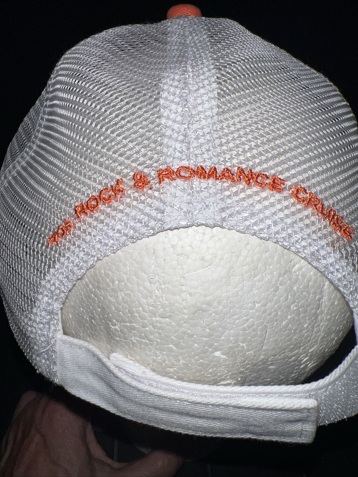 70s Rock & Romance Cruise Multi Colored Patch on Orange Hat Cap W White Mesh