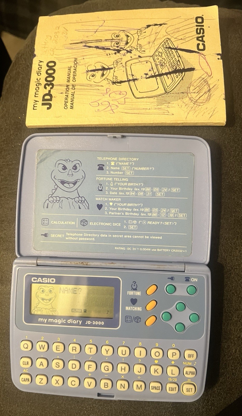 Vintage Casio Personal My Magic Diary JD-3000 Turns On