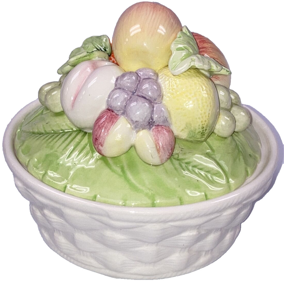 Elizabeth Arden Ceramic Basket Fruit Covered Dish Japan