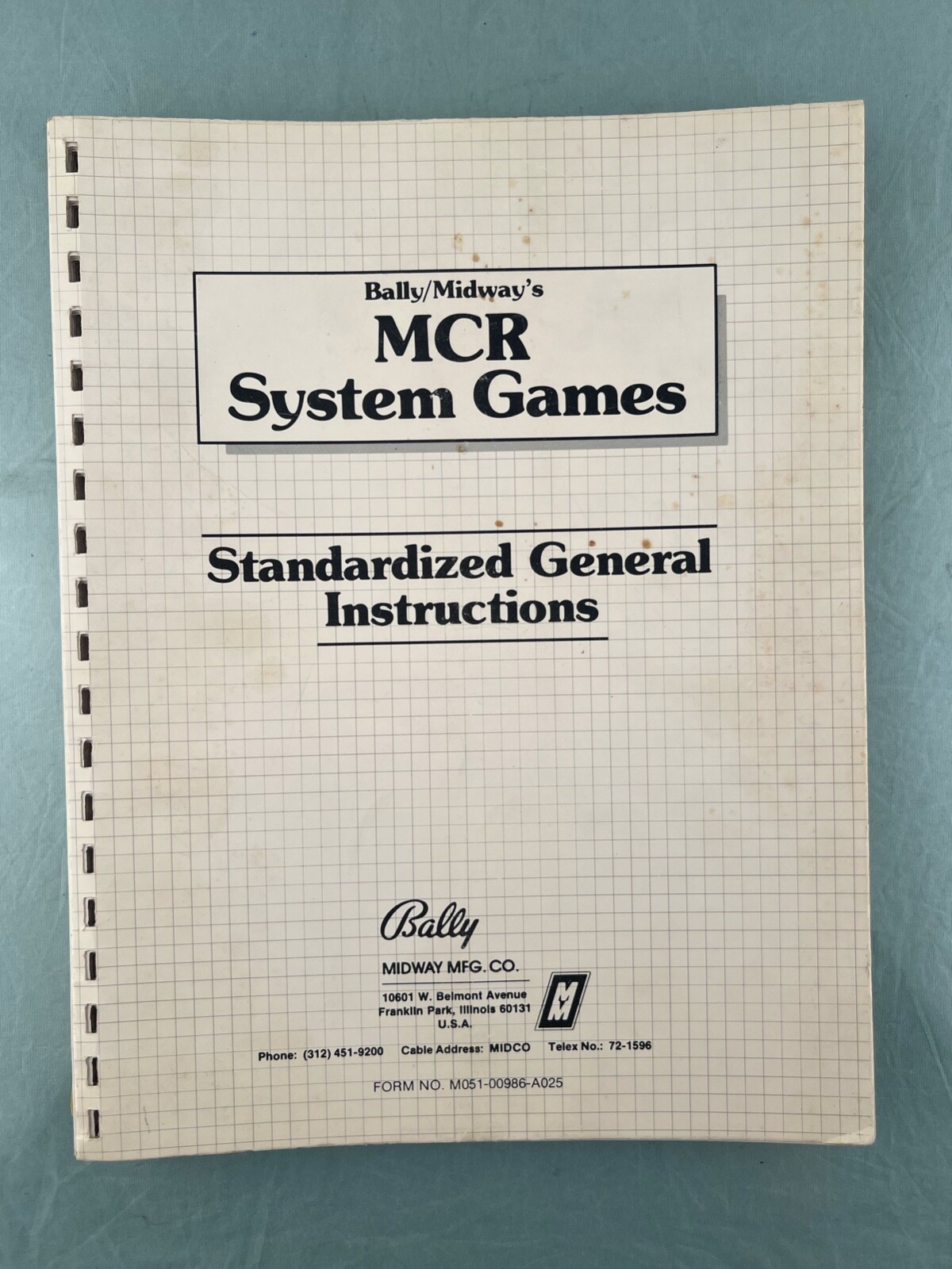 MCR System Games Standardized Instructions - Bally/Midway's - Parts Schematics