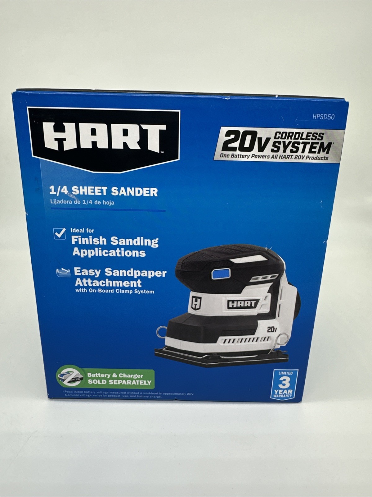 HART 20-Volt Cordless 1/4 Sheet Sander & Dust Bag (Battery Not Included)