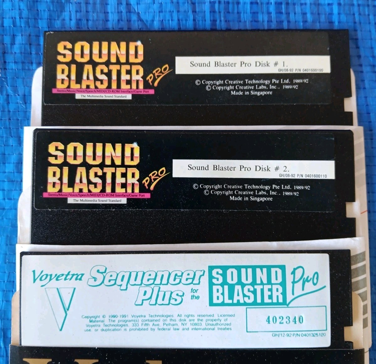SOUND BLASTER PRO Disk 1 & 2 + Sequencer Plus 5.25" Floppy - 89/92 Creative Labs