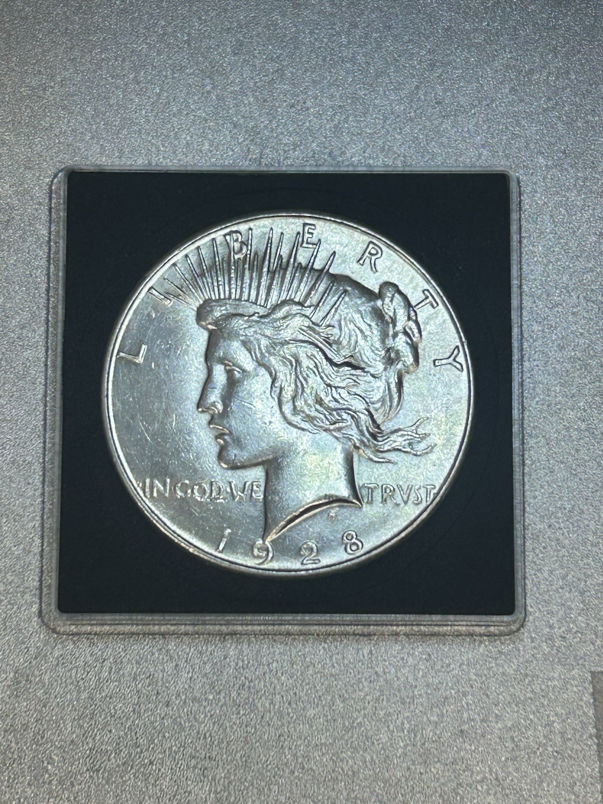 1928-S Peace Silver Dollar Very Nice HIGH GRADE Key Date. With stand to display
