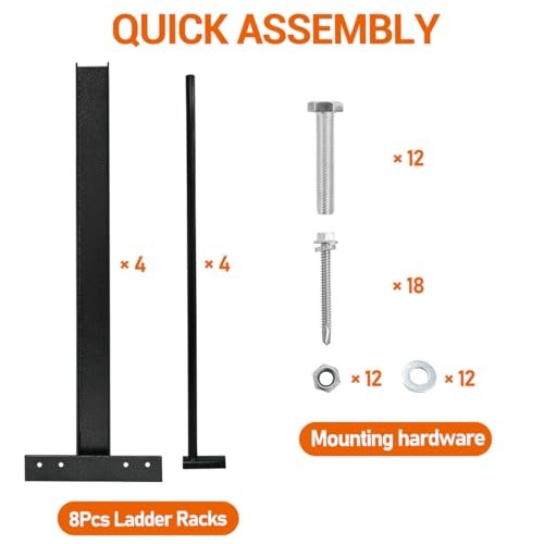 Adjustable Roof Ladder Racks for 4'-7' Enclosed Trailers/Cargo Vans/Trucks:
