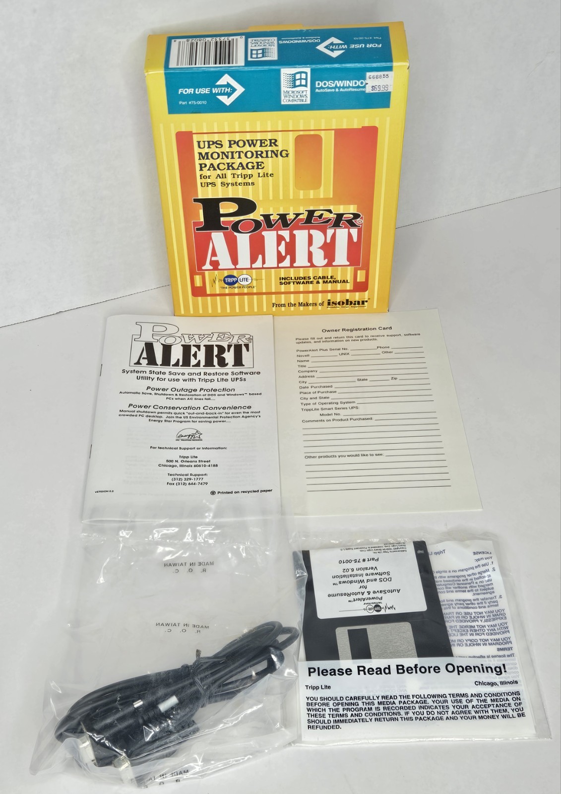 Tripp Lite power alert ups monitoring package software DOS Microsoft 75-0010