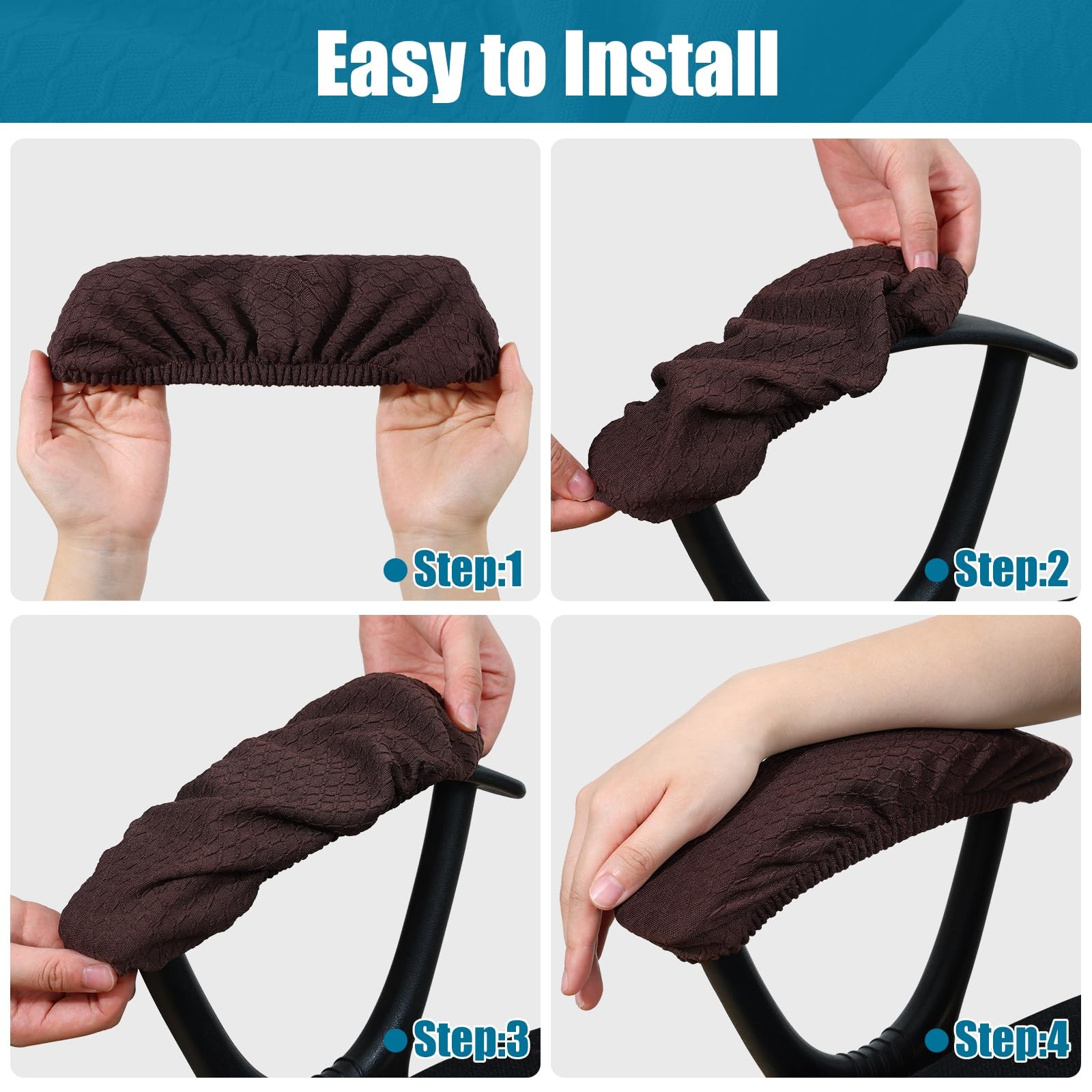 Smiry Stretch Jacquard Office Computer Chair Armrest Covers, 2PCs Removable W...