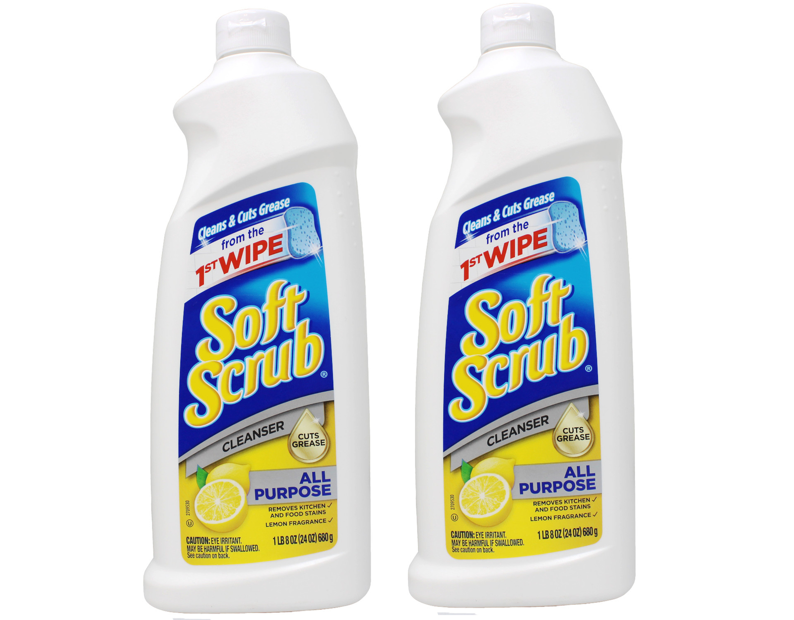 Soft Scrub Total All Purpose Bath & Kitchen Cleanser Lemon Scent 24 oz Pack of 2