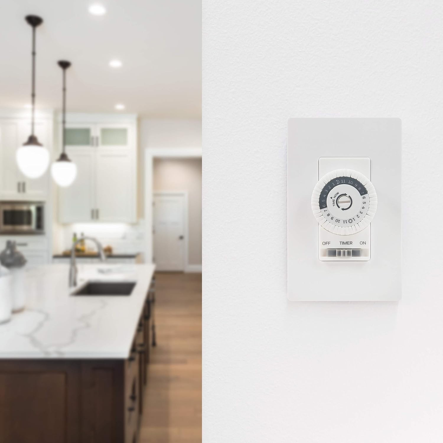 Elegant 24-Hour Dial Timer Switch for Lights & Fans - Override Function Included