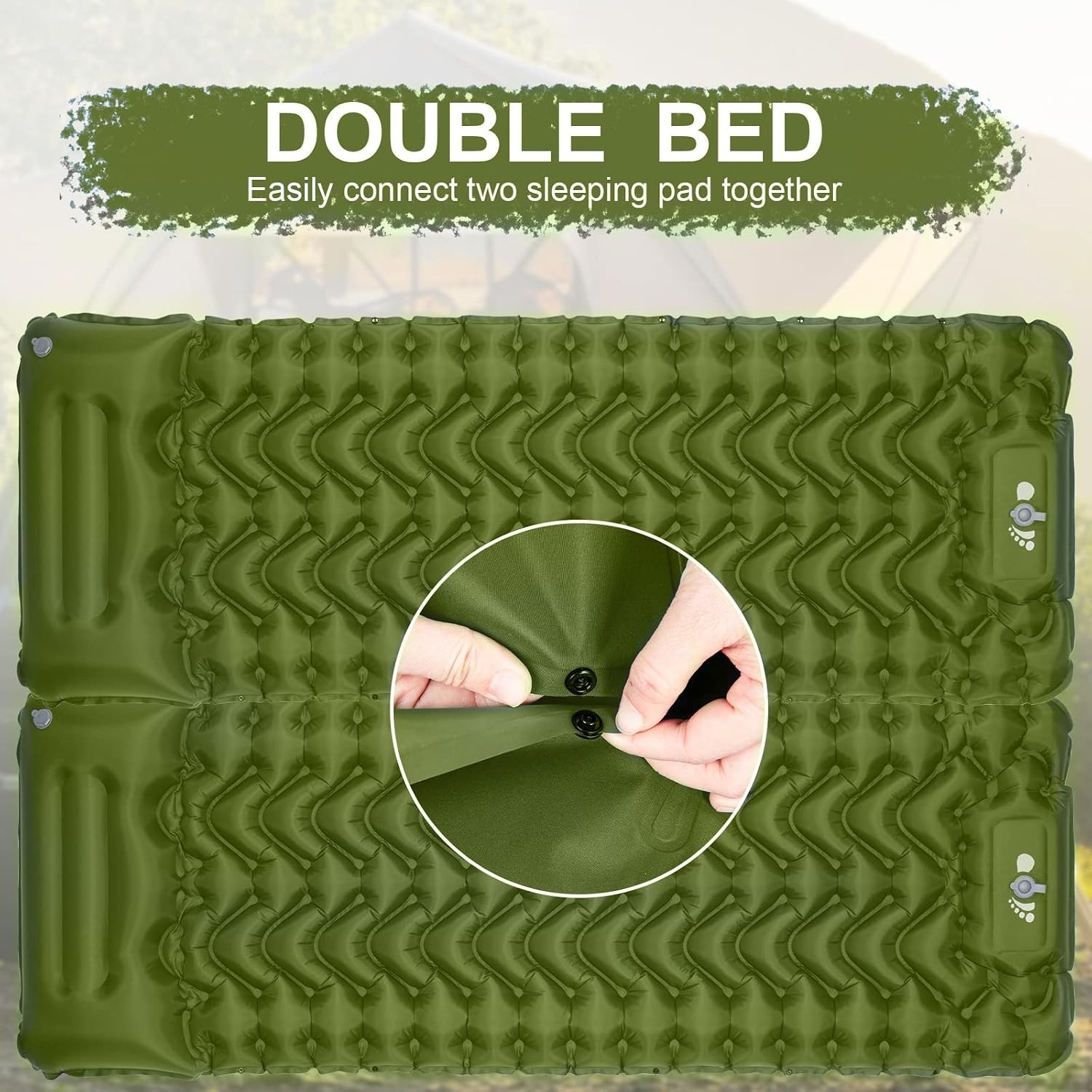 Ultralight Inflatable Sleeping Pad - Built-in Pump, Compact & Waterproof - Green