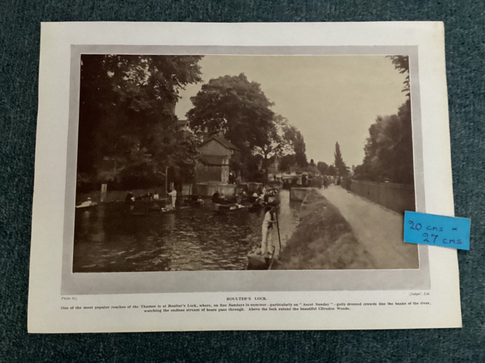 Antique print, BOULTERS LOCK, & LOOKING DOWN THR THAMES FROM COOKHAM,