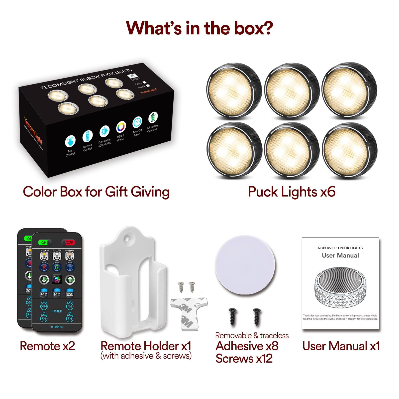 Puck Lights with Remote Control, Battery Operated Wireless Closet Light, Unde...