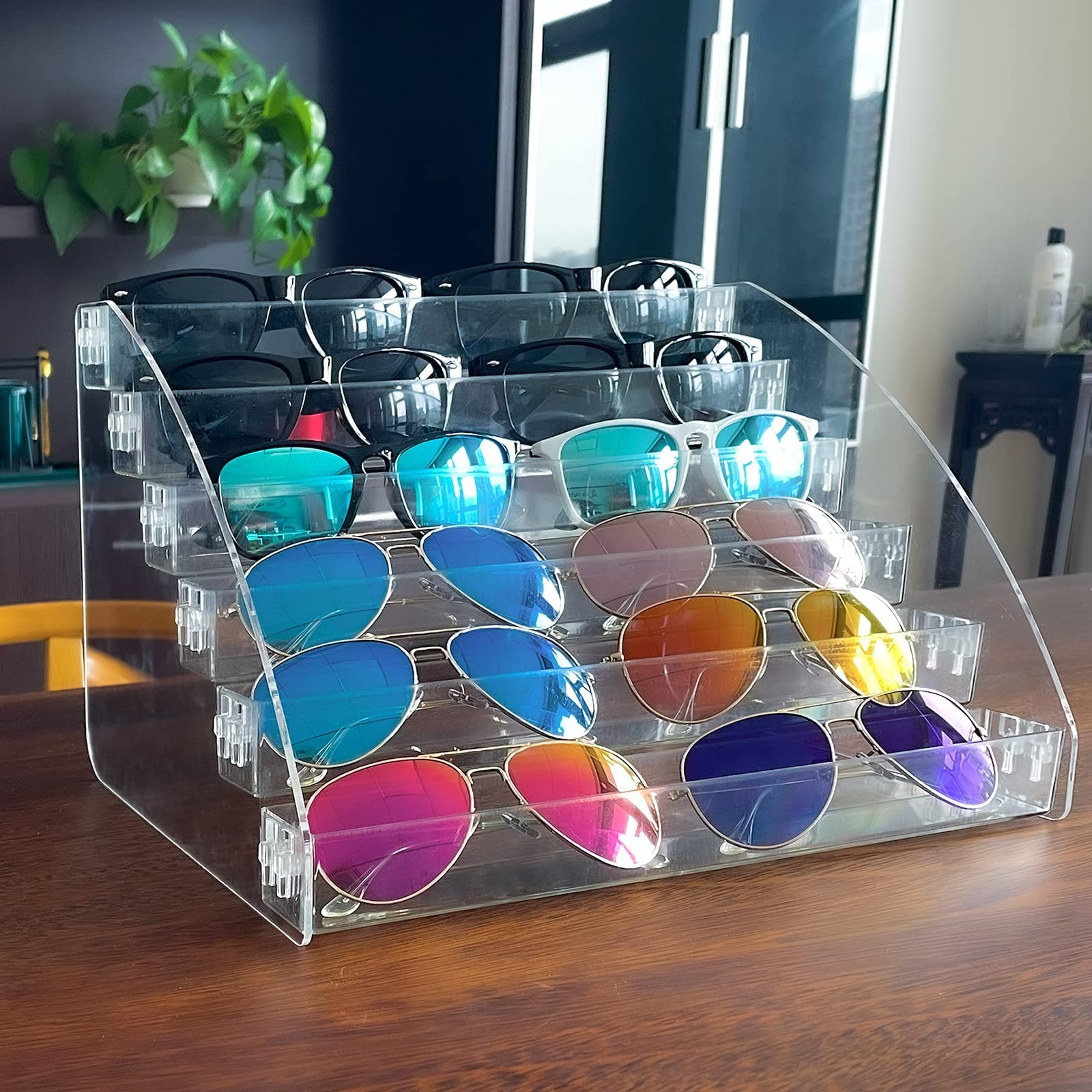 Sunglasses Organizer Clear Eyeglasses Display Case Sticker Display Tray For G...