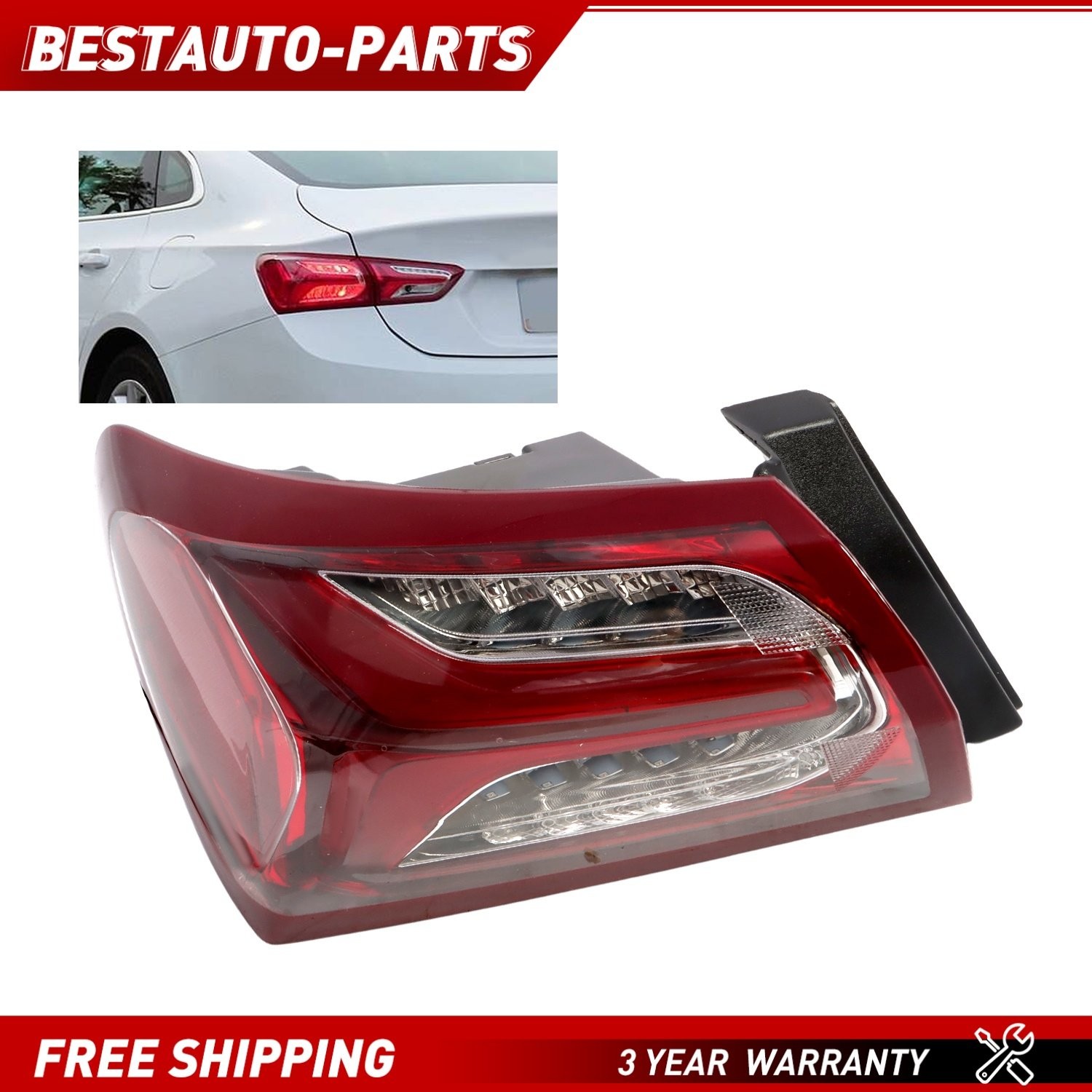 Fit For Chevy Malibu 2019-2022 LED Tail Light Outer Left Driver Side Brake Lamp