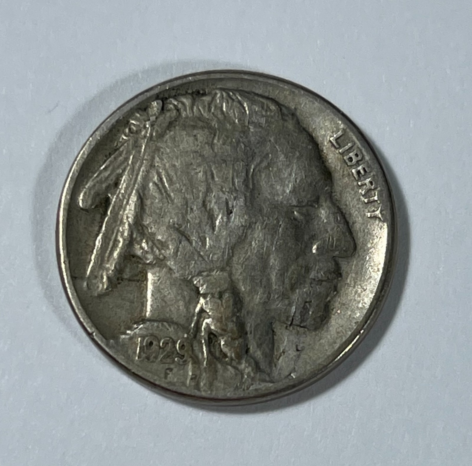 Error 1929-S Buffalo 5C (#21885) VF-XF Nice Obv. Face Delamination