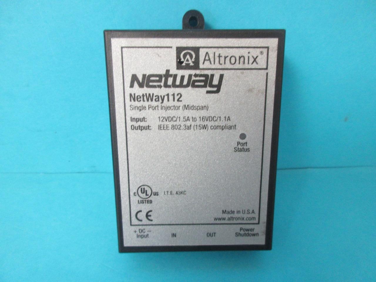 ALTRONIX NETWAY 112 SINGLE PORT INJECTOR MIDSPAN 12V/1.5A 16VDC/1.1A 802.3AF