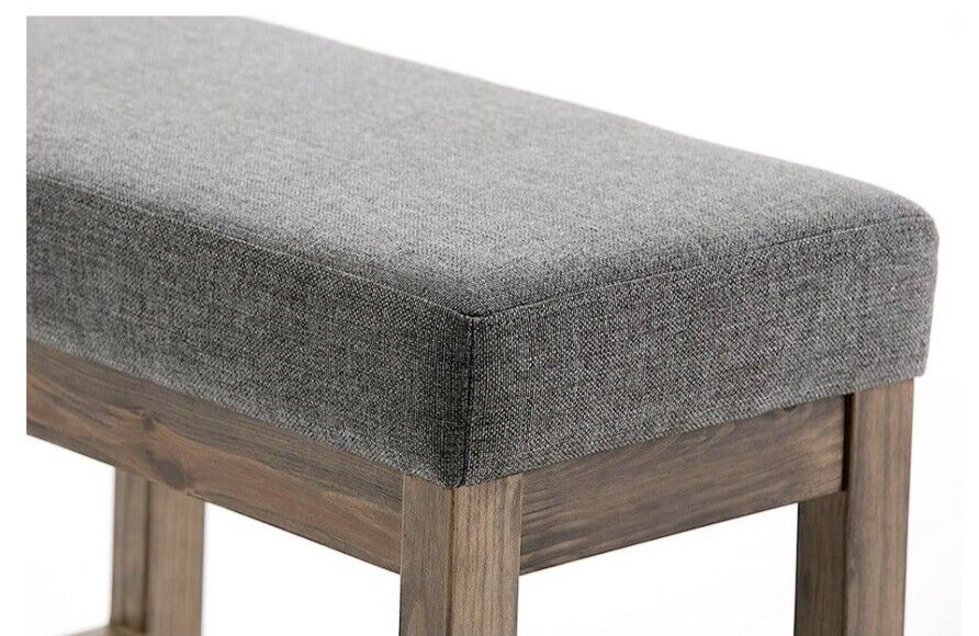 SIMPLIHOME Milltown 26 Inch Wide Rectangle Ottoman Bench Grey Footstool, Linen