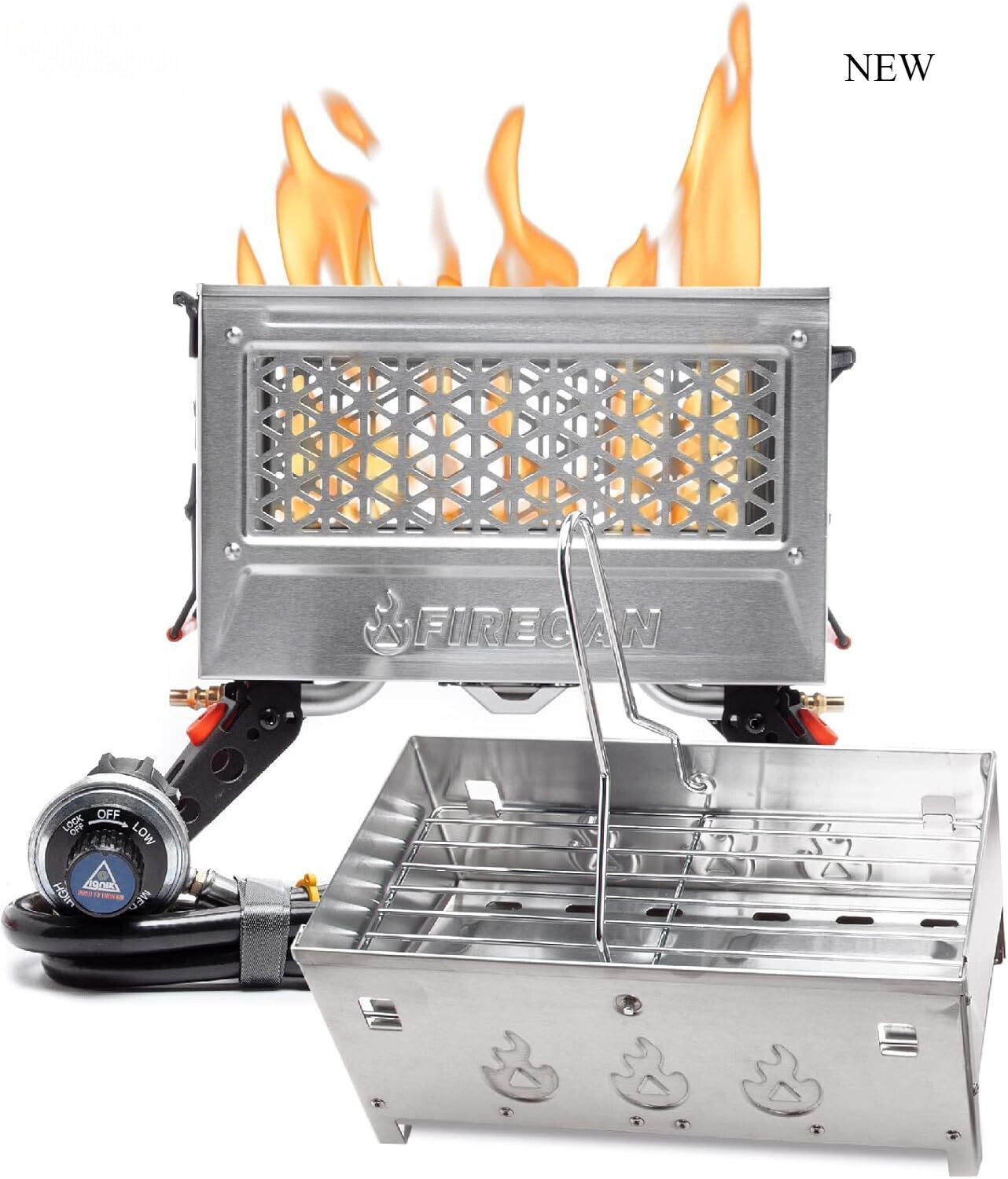 Ignik FireCan Deluxe Portable Propane Fire Pit and Grill, Stainless Steel