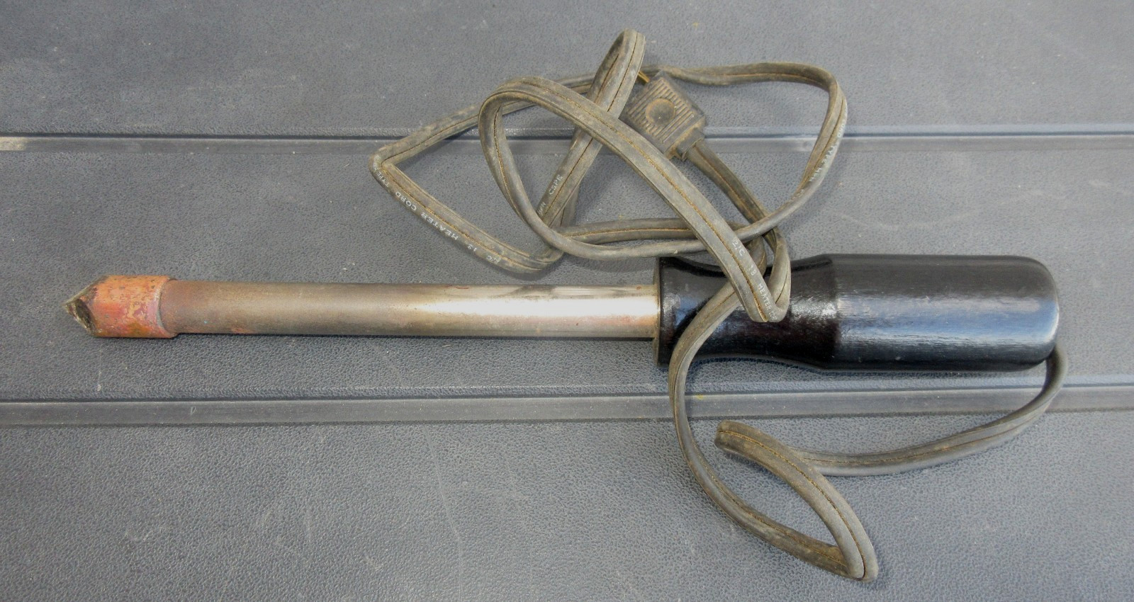 Vintage Black Wood Handle Electric Soldering Iron 120V Gets HOT
