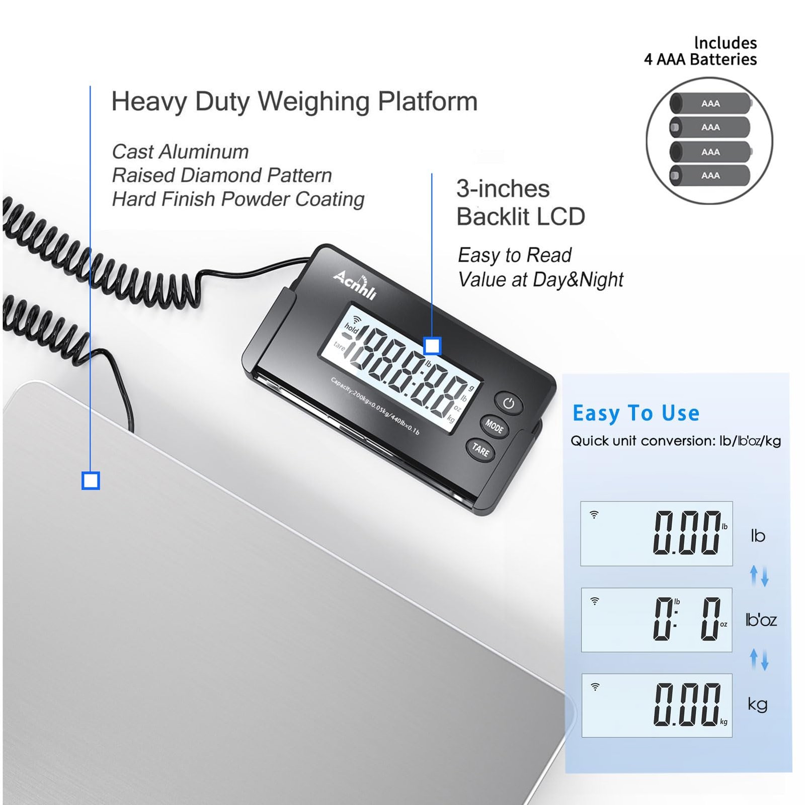 Shipping Scale for Package,440 LBS High Precision Wall Mounted Postal Scale,D...
