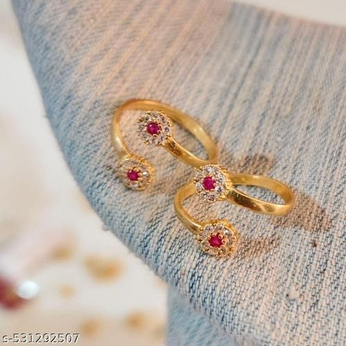 Ethnic Gold Plated Toe Ring For Woman Daily Wear Traditional Jewelry XX19